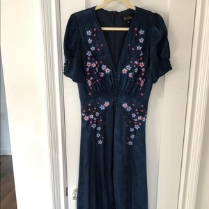 Saloni silk blue Lea dress